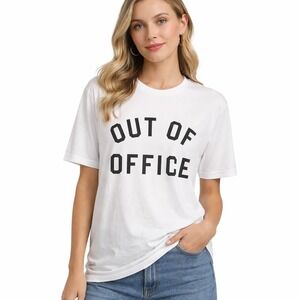 Bella Canvas Out of Office T Shirt White Graphic Tee Top Size Large